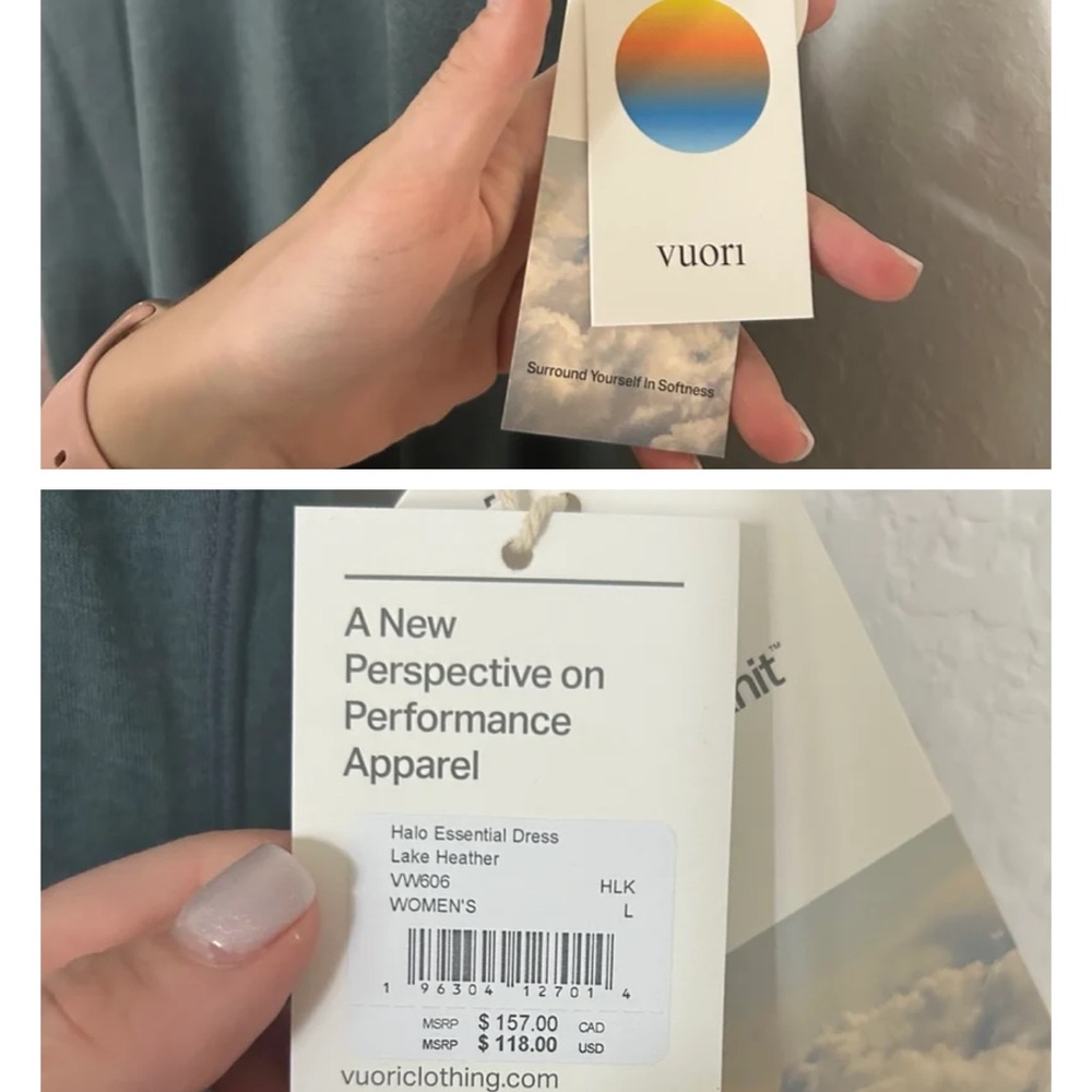 Vuori Halo Essential Dress Sz L NWT